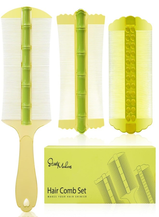 START MAKERS 3PCS Dandruff Comb Set - Extra Fine Tooth Combs for Women, Men, Kids - Removes Lice and Conditions Hair Care Grooming - Image 1